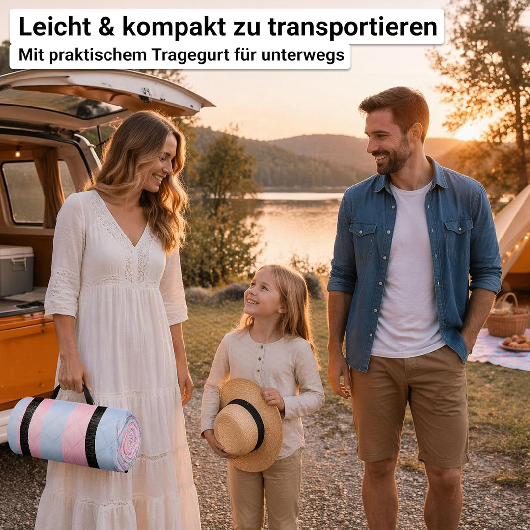 HOEL Picknickdecke 200x200 cm wasserabweisend + isoliert - Strandmatte gepolstert XXL - Picknickdeck