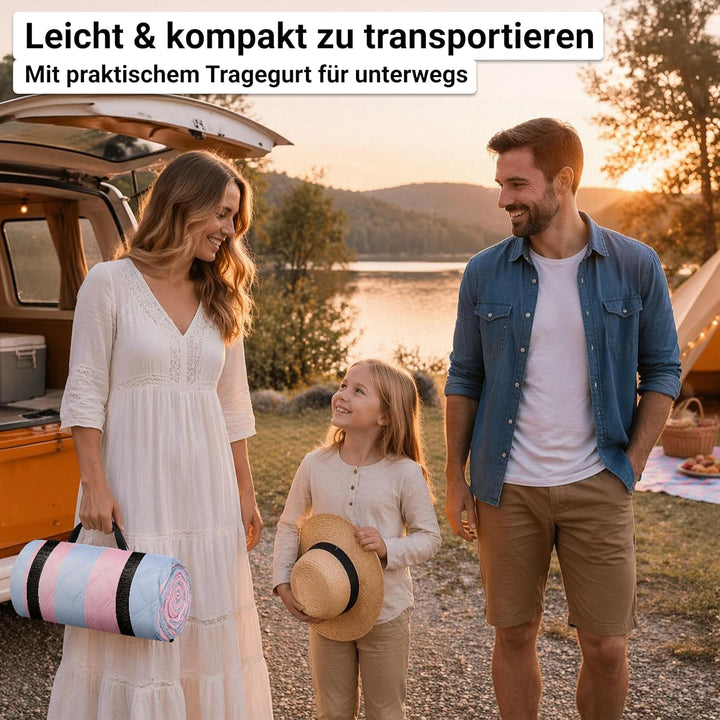 HOEL Picknickdecke 200x200 cm wasserabweisend + isoliert - Strandmatte gepolstert XXL - Picknickdeck