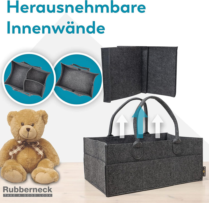 Rubberneck Baby Windel Filztasche XL - tragbare Wickeltasche, Allzweck Organizer aus Filz (Dunkelgra