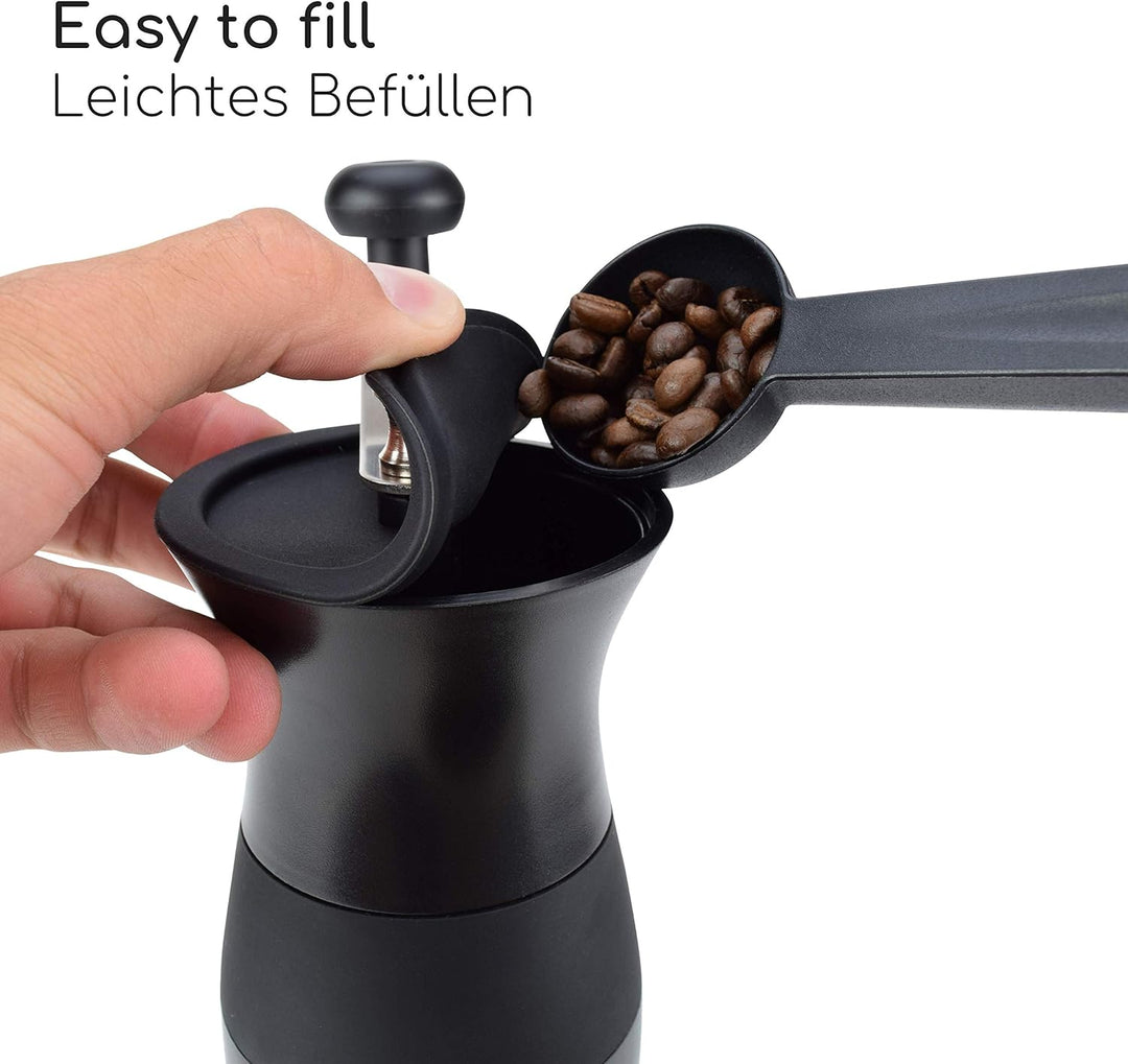 Milu Manuelle Kaffeemühle, Handkaffeemühle mit Keramikmahlwerk, Espressomühle mit verstellbaren Mahl