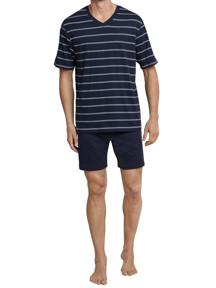 Schiesser Herren kurzer Schlafanzug Pyjama Kurz - 182200 48 Dunkelblau_159621, 48 Dunkelblau_159621