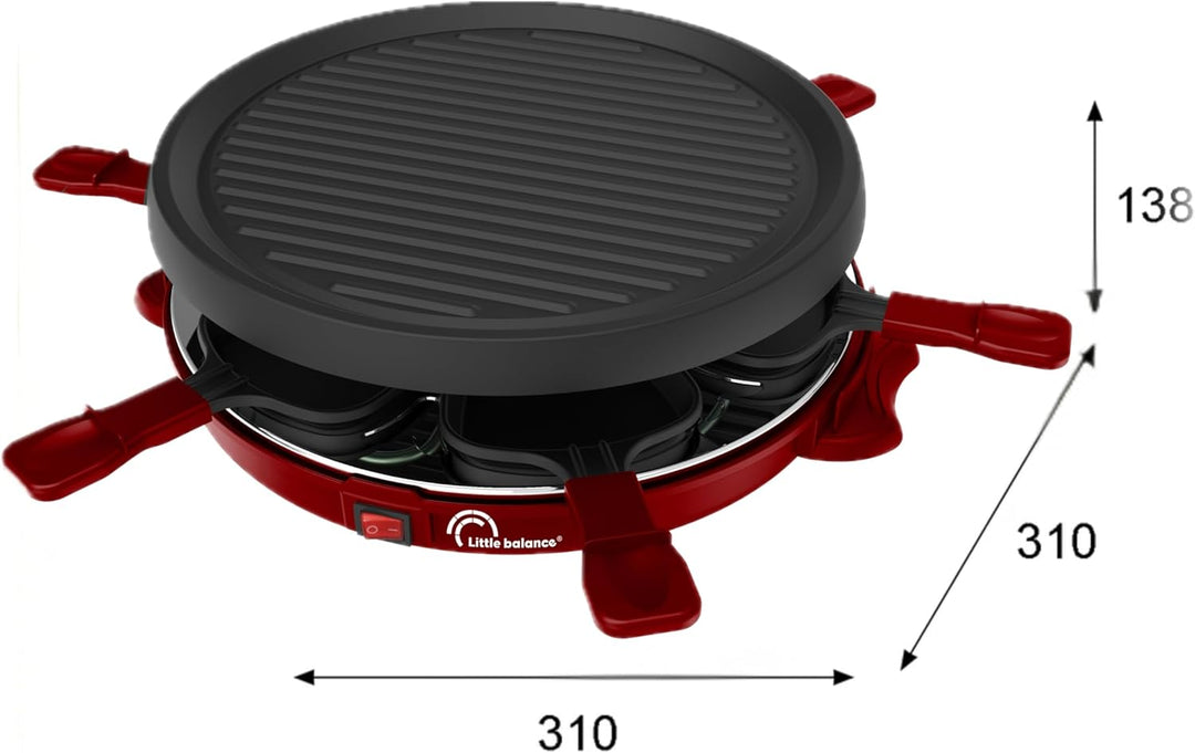 LITTLE BALANCE 8947 Cheese &amp; Fun, Raclette Grill, 2-in-1, für bis zu 6 Personen, PFAS-frei, 800 W, C