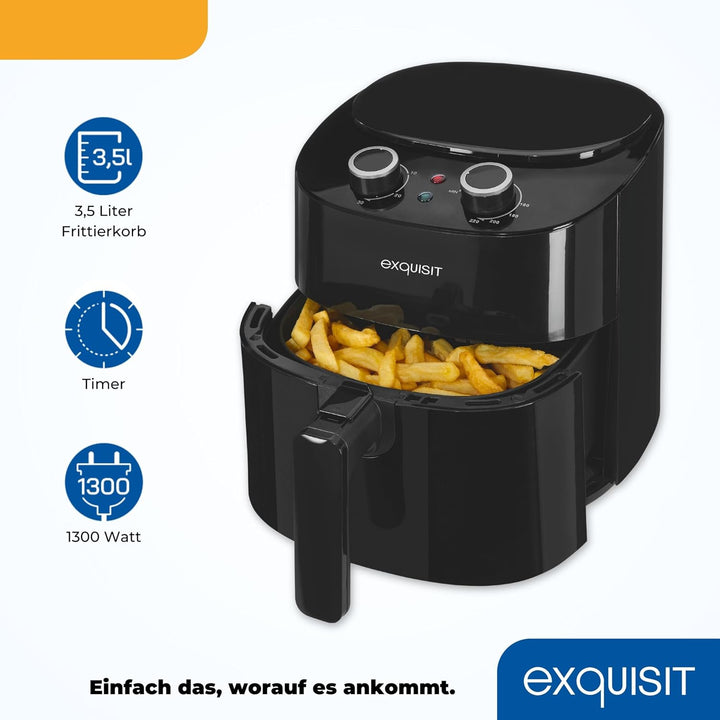 Exquisit Heissluftfriteuse FR6502 sw - 3,5l Air Fryer 1300W - Schwarz