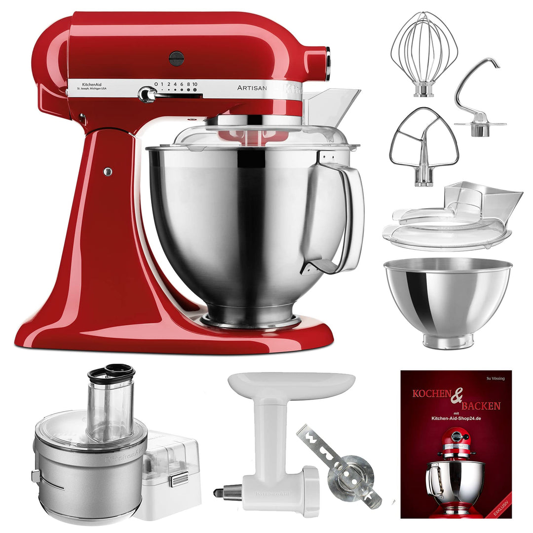 KitchenAid Küchenmaschine Artisan - P24 Food Processor Set Spezial 185er (K) - 5KSM185PSEER inkl. Fo