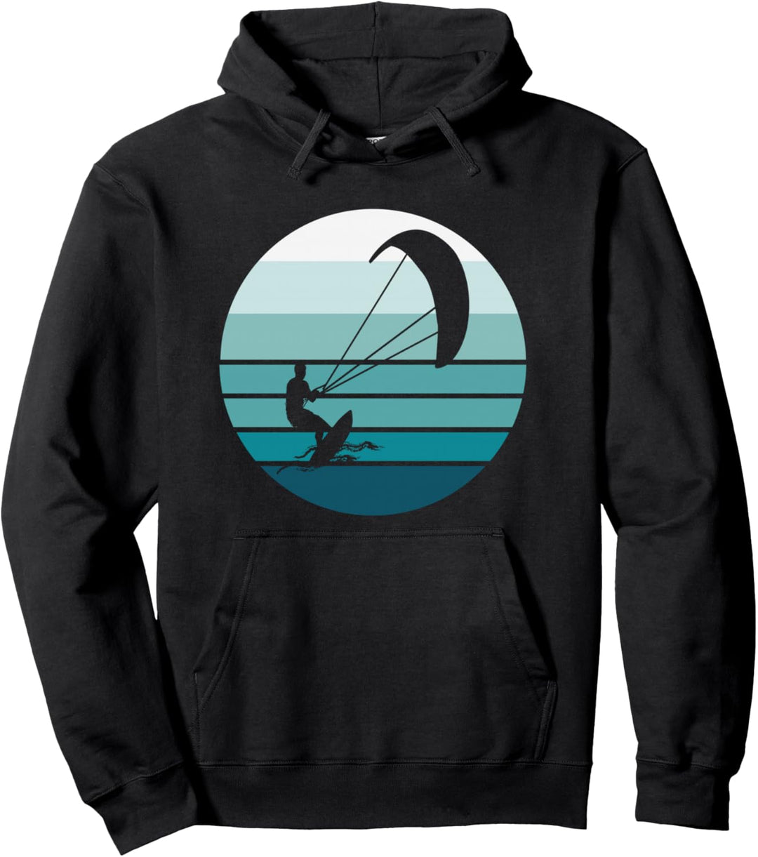 Kiteboard Kiteboard Vintage Blue Sunset Pullover Hoodie