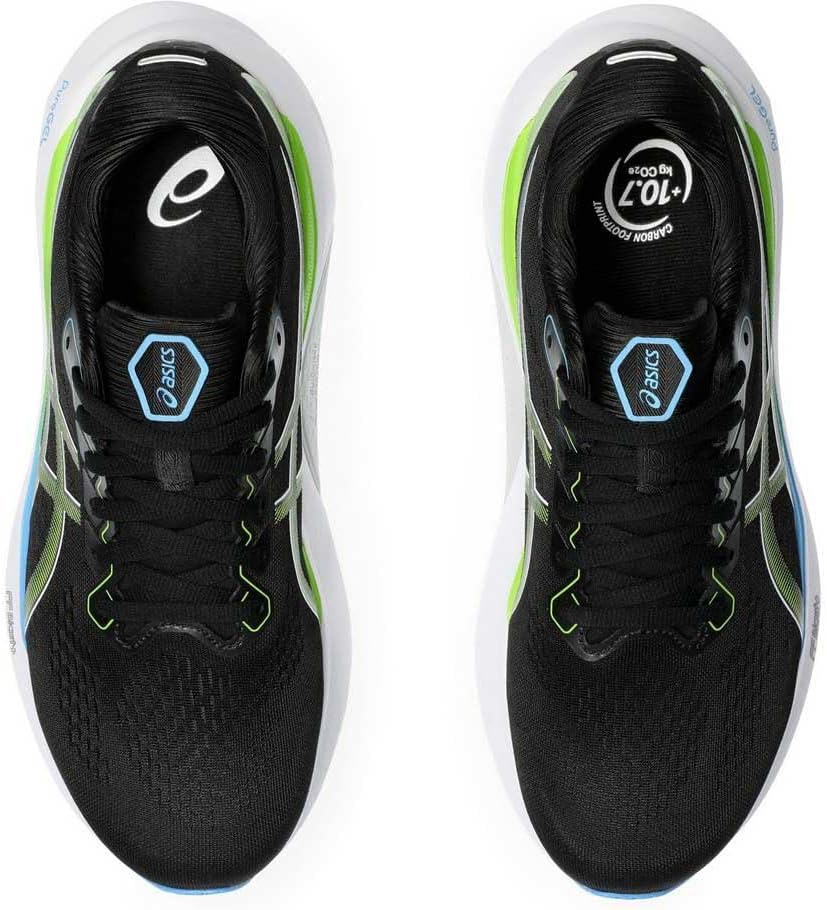 ASICS Kayano 30 Man Running Shoes Blue White 42 EU Black Electric Lime, 42 EU Black Electric Lime
