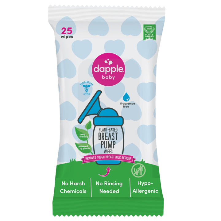Dapple Baby Milchpumpentücher 25 Stück, parfümfrei, pflanzlich und hypoallergen, entfernt Milchrücks