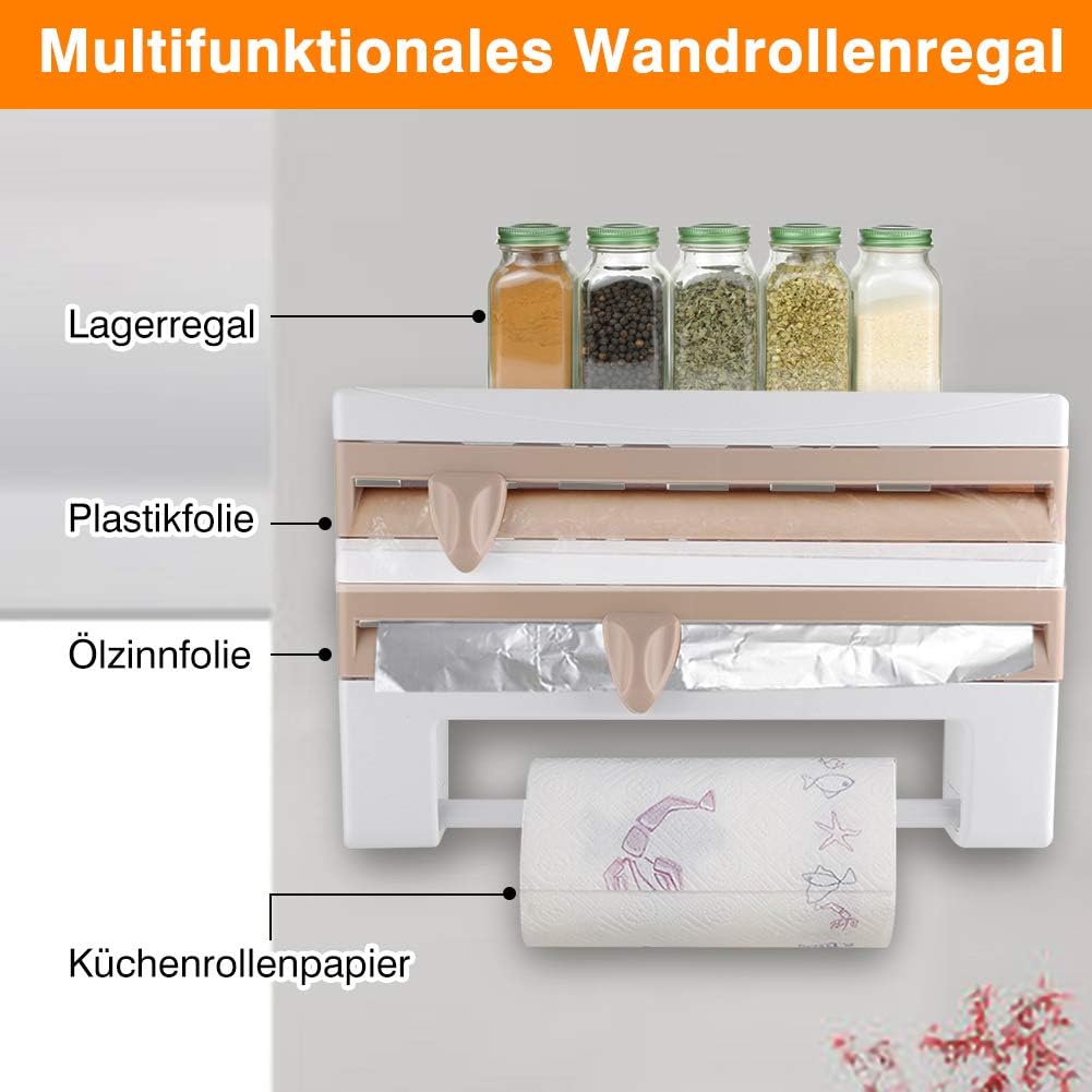 Wandrollenhalter, 3-Fach Schneidabroller, Papierrollenhalter Mit Scharfen Klingen Folienschneider Mi