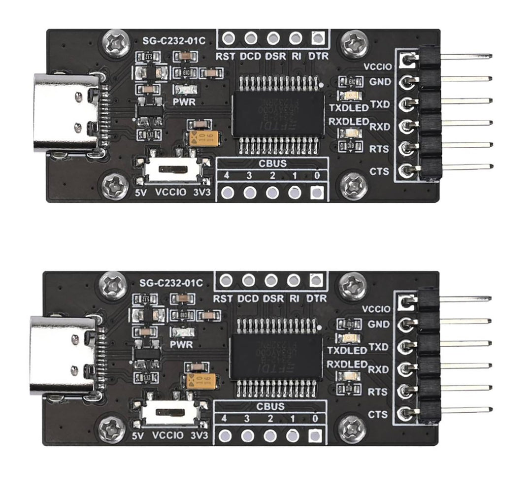 FT232RL USB-C to Serial Converter - USB 2.0 Type-C Adapter with Driver-Free Plug & Play, TTL 3.3V/5V