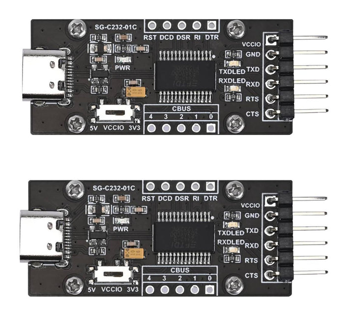 FT232RL USB-C to Serial Converter - USB 2.0 Type-C Adapter with Driver-Free Plug & Play, TTL 3.3V/5V