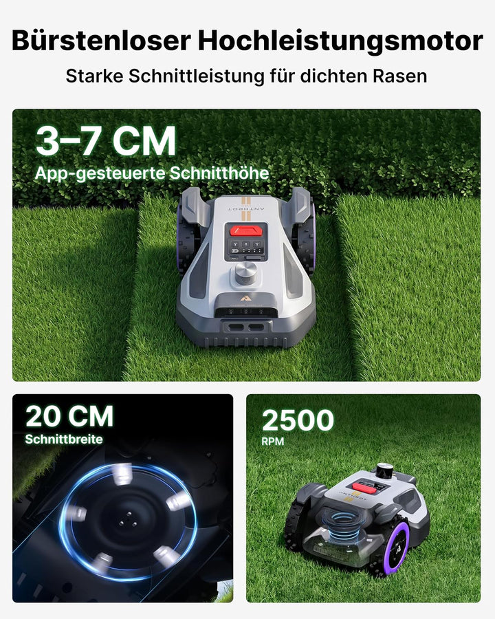 ANTHBOT M5 Pro Mähroboter ohne Begrenzungskabel – HoloSense 4-in-1 Navigation (360° LiDAR, RTK/NetRT