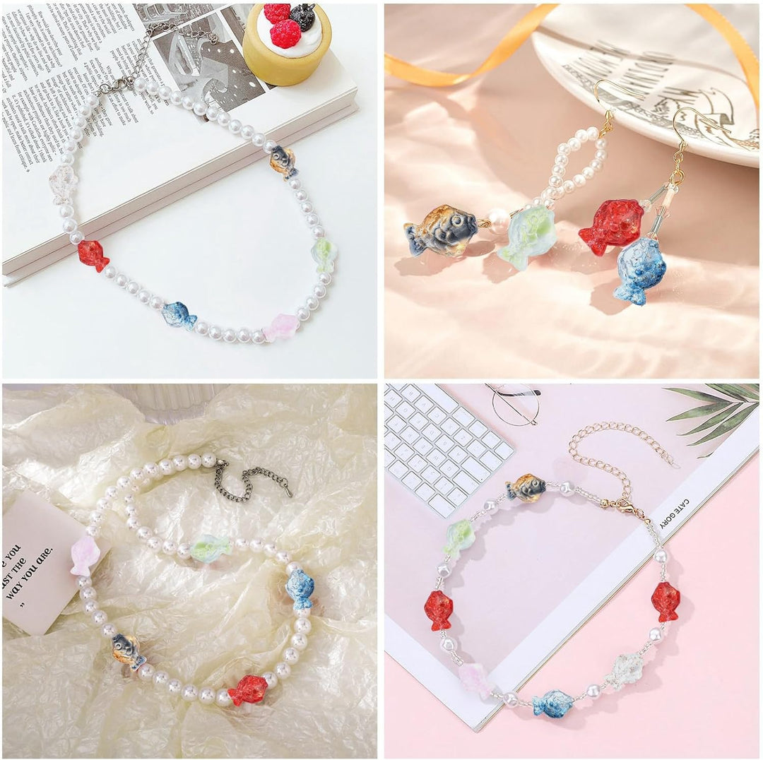 Stiesy Bunte Glasperlen in verschiedenen Formen für DIY-Armbänder, Schmuckherstellung, Basteln, Kein
