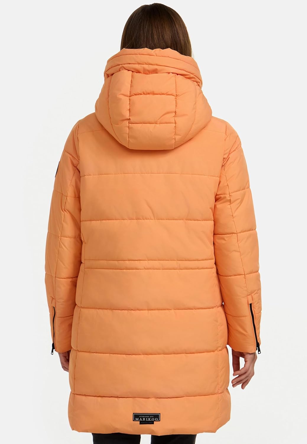 MARIKOO Damen Wintermantel Warmer Steppmantel lang mit Kapuze und hohem Kragen Karumikoo XVI XS-3XL