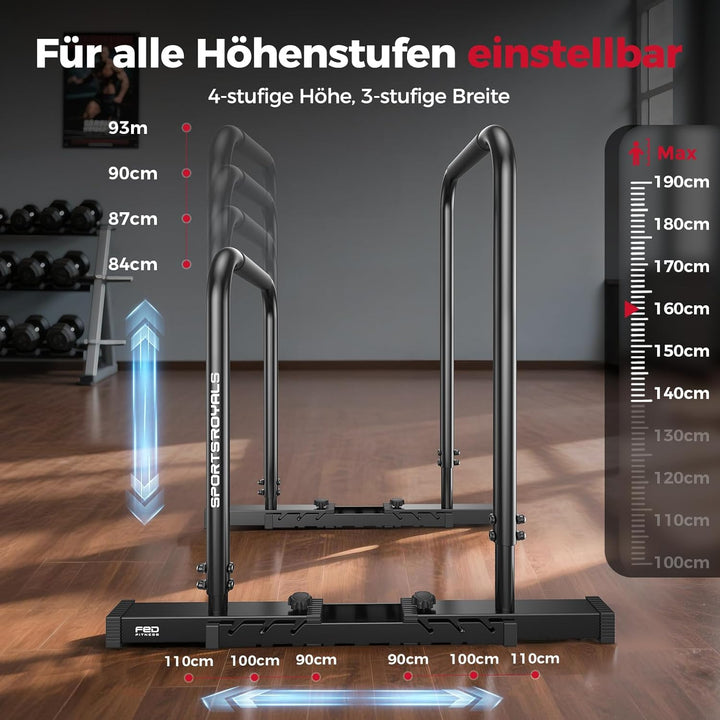 Sportsroyals Dip Barren mit Doppel-Sicherheitsverbindung | Multifunktionaler Stabiler Hebel | Dip St