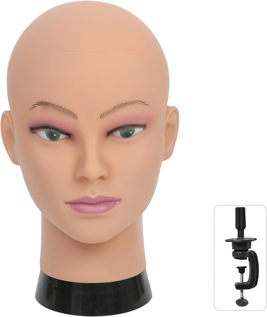 Bald Mannequin Head Professional Bald Head for Wigs,Glasses,Mask Making and Display,with a Free Clam