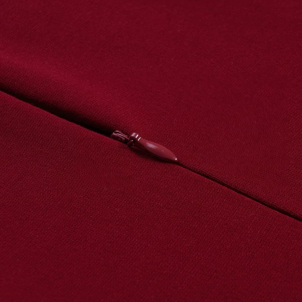 HOMEYEE Damen V-Ausschnitt Ärmellos Rüschen Peplum Bodycon Cocktail Bleistiftkleid B706 M Burgund, M