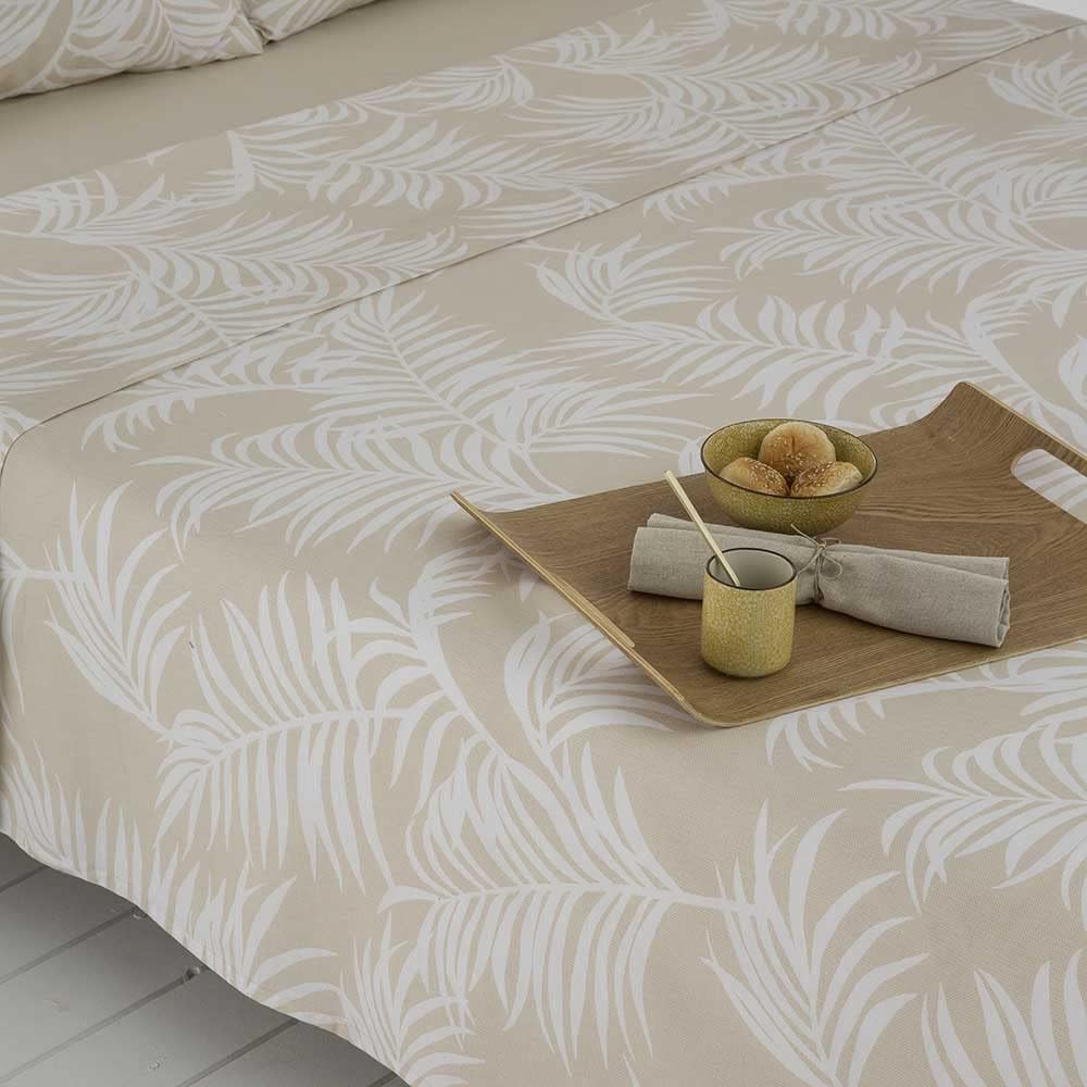 COTTON ARTean Bettwäsche-Set aus Bio-Baumwolle, Beige, 200 x 190/200 cm, 100 % Bio-Baumwolle. Cama 2