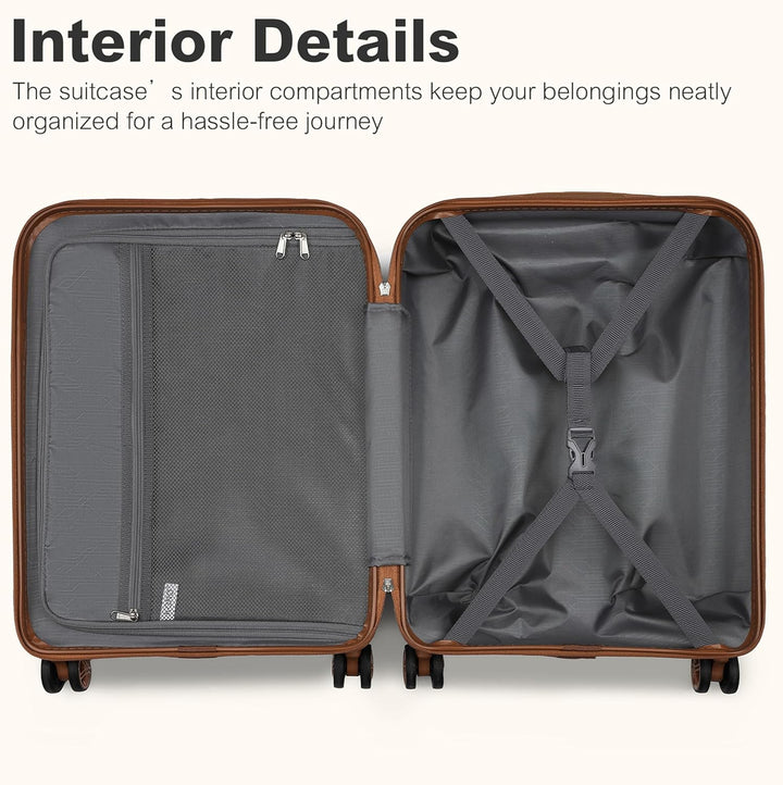 KONO Koffer Trolley Handgepäck Koffer Reisekoffer von ABS+PC Hartschalenkoffer mit 4 Rollen TSA Schl