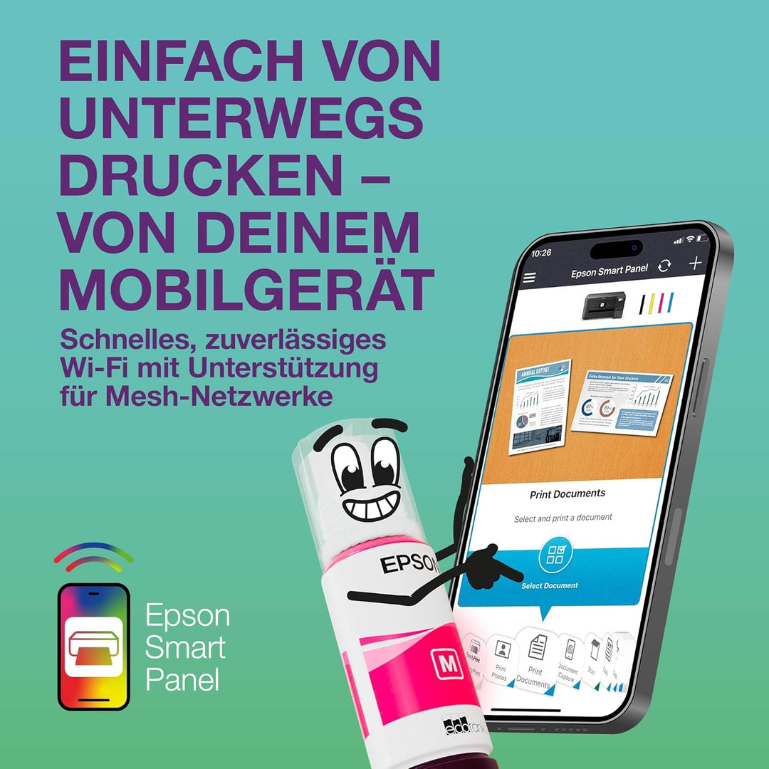 Epson EcoTank ET-4900 | Wi-Fi und Ethernet | A4 | Drucken, Kopieren, Scannen, Faxen | LC-Display | A