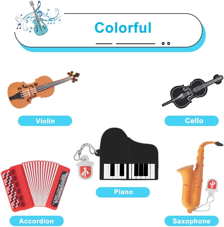 5 Stück 32GB USB-Stick mit Süssem Musikinstrument Muster, BorlterClamp Süsses USB-Flash-Laufwerk Spe