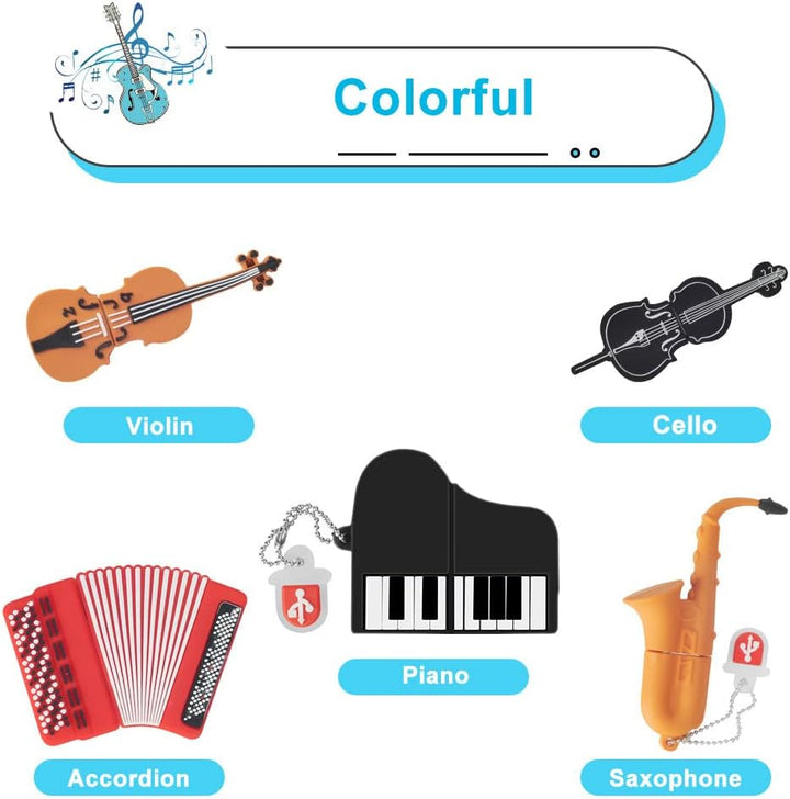 5 Stück 32GB USB-Stick mit Süssem Musikinstrument Muster, BorlterClamp Süsses USB-Flash-Laufwerk Spe