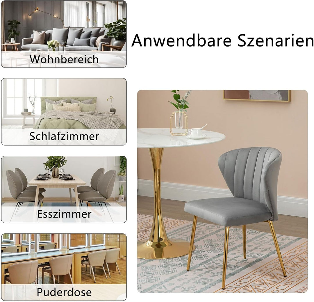 Sepnine® Esszimmerstühle Samt 4er Set, Moderner Küchenstuhl, Polsterstuhl Esszimmer, Ergonomischer E