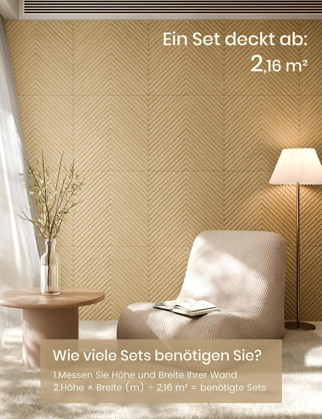 Fluxynara Akustikpaneele 180×120 cm, 6er-Set, Eiche Natur/Pyramide | Schallabsorbierende Wandpaneele