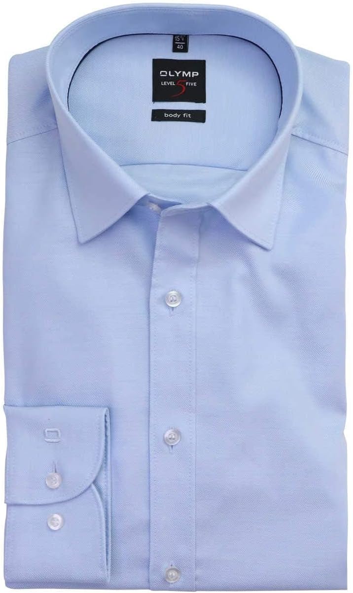 OLYMP Level Five Body fit Hemd extra Langer Arm New Kent Kragen Twill Stretch weiss, Aqua