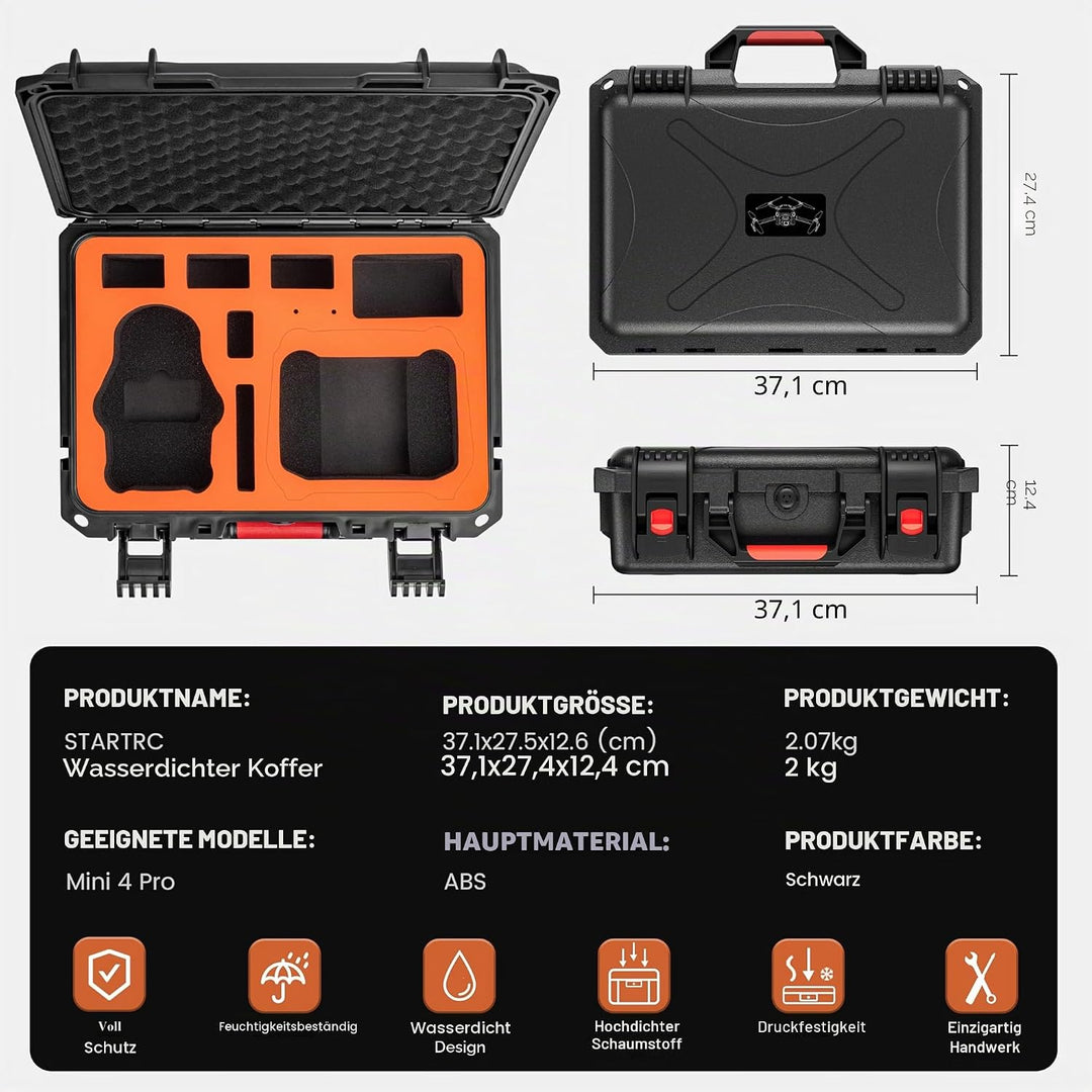 STARTRC Mini 4 Pro Waterproof Hard Case - Sichere Tragetasche für DJI Mini 4 Pro Fly More Combo Droh