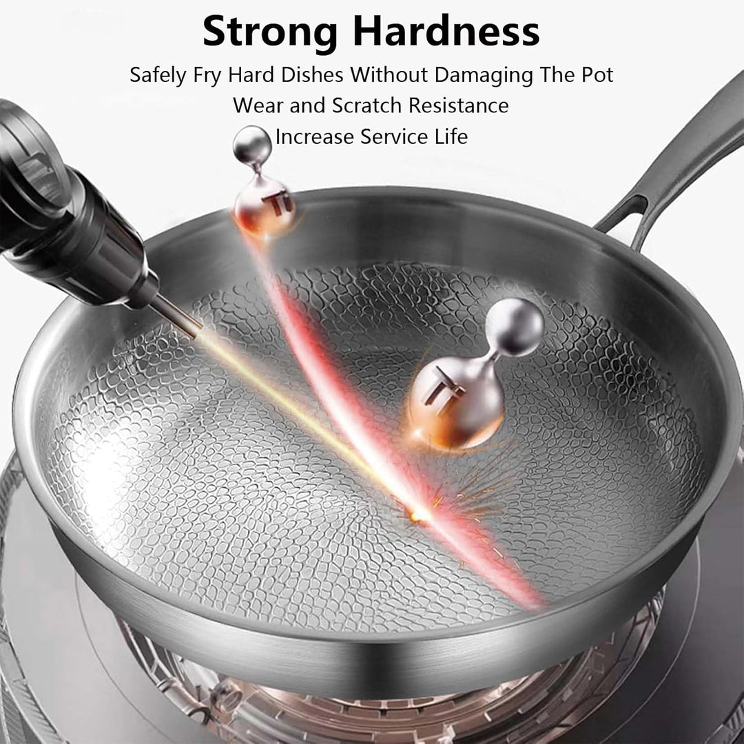 Titan Pfanne Unbeschichtet,Titanium Hammered Pan Pro mit Deckel Spatel 26CM | Pfanne Aus Reinem Tita