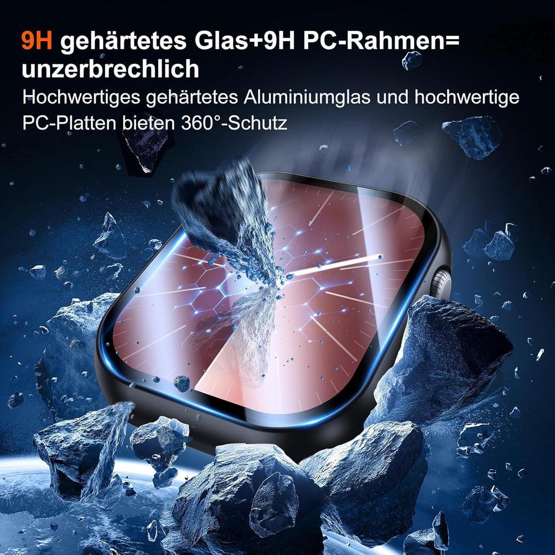 UM UNIQUEME für Apple Watch Series 10 46mm Hülle - 2 Stück, 360° Rundum Ultradünne PC Hard Schutzhül
