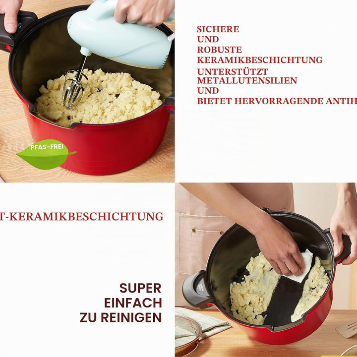 ROSSETTO Nudeltopf mit Siebeinsatz Kochtopf gross 28 cm Spargeltopf Induktion mit Siebdeckel Spaghet