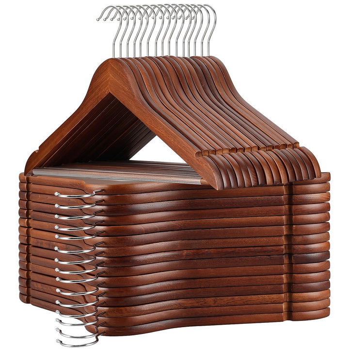 TOPIA HANGER CT34WA30 Kleiderbügel aus Holz, langlebig, mit 360 Grad drehbarem Haken, rutschfeste Ho