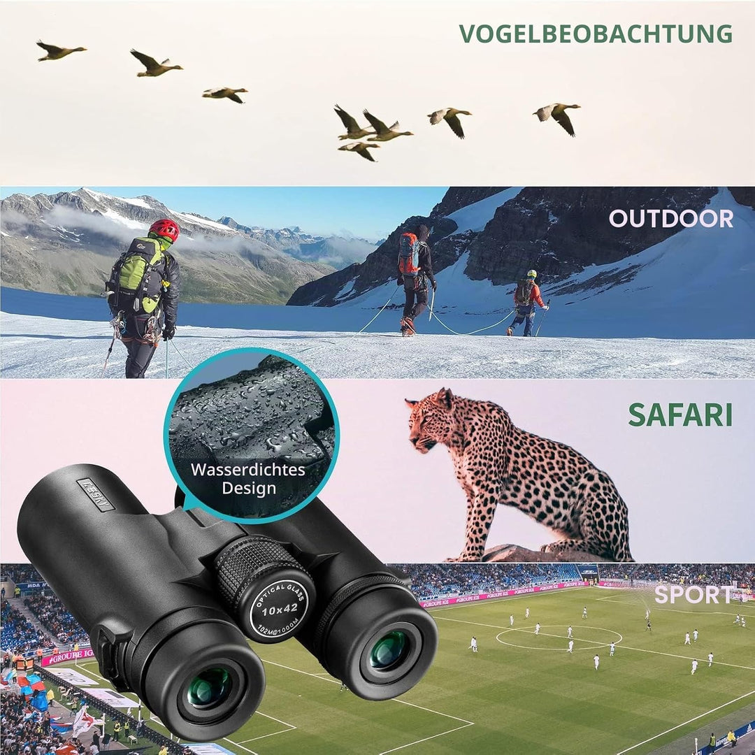 Gosky 10 x 42 Fernglas für Erwachsene, professionelles HD Fernglas, Fernglas für Vogelbeobachtung, R