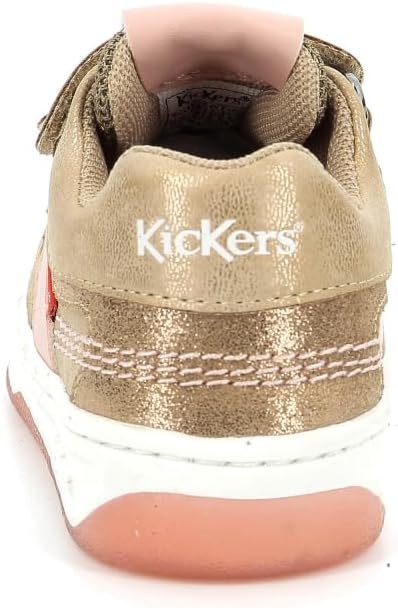 Kickers Unisex Kinder Kalido Sneaker 34 EU Beige Rosa Glitzer, 34 EU Beige Rosa Glitzer