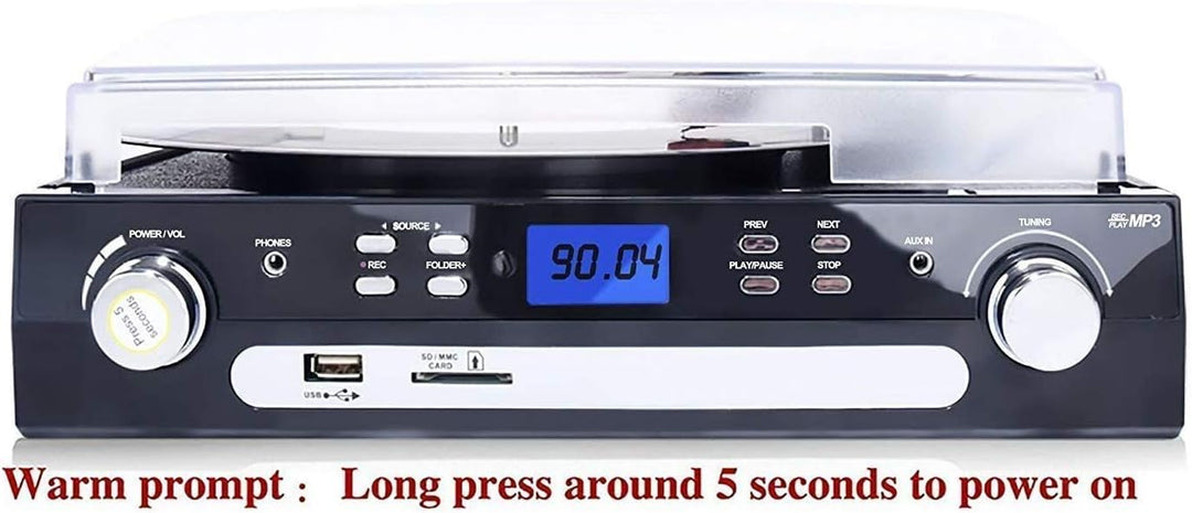 DIGITNOW! Vinil pikap Bluetooth pikap çalar Stereo hoparlörlü, pikap çalar 3 hız kademesi, kaset AM/