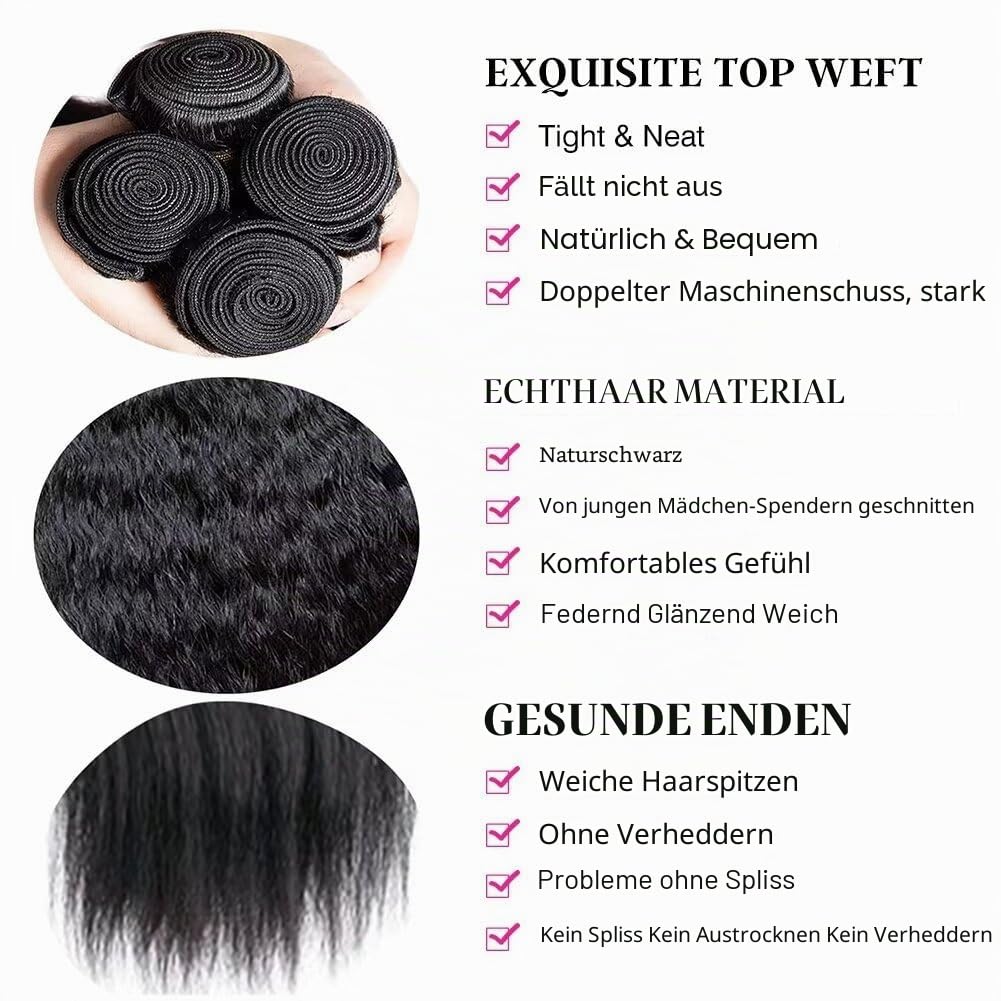 Kinky Straight Human Hair Bundles Unprocessed Yaki Human Hair 3 Bundles 100% Brasilianische Haare ec