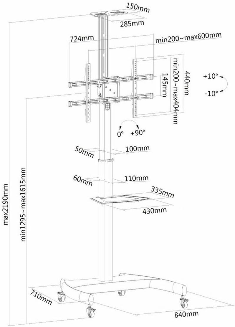 Neomounts by Newstar PLASMA-M1900E Mobile Flat Screen Floor Stand Height: 130-162cm 37-70Zoll