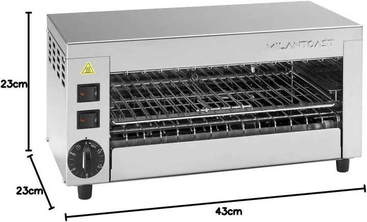 MilanToast 420.100 Edelstahl Durchlauftoaster, 23cm Höhe, 43cm Breite, 23cm
