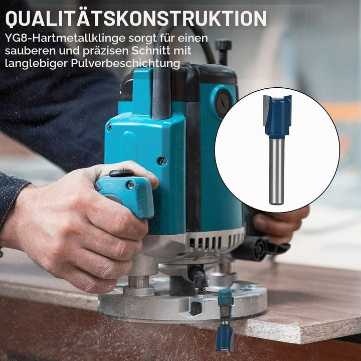 flintronic Fräser-Set, 6.35MM Fräsen Werkzeug Set, 15-tlg Holzkoffer Geschmiedeter Werkzeugstahl Obe