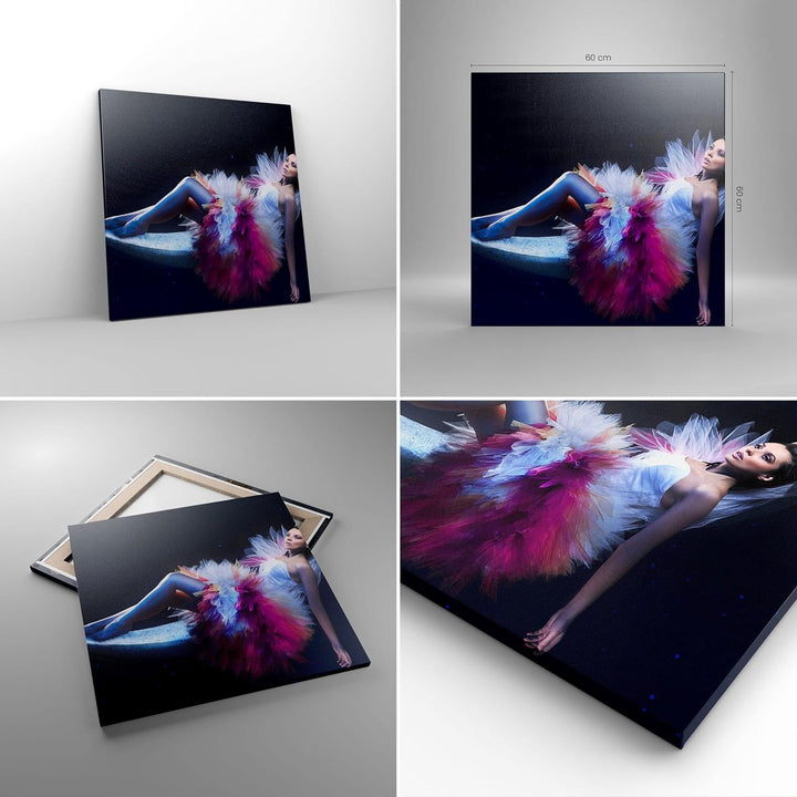 Bilder auf Leinwand Frau Geheimnis Kleid elegant Leinwandbild 60x60cm Wandbilder Dekoration Wohnzimm