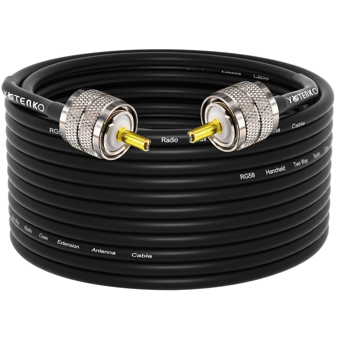 YOTENKO RG58 Koaxialkabel 15,0m CB Koaxkabel UHF PL259 Stecker auf Stecker Kabel 50Ohm Koax Low Loss
