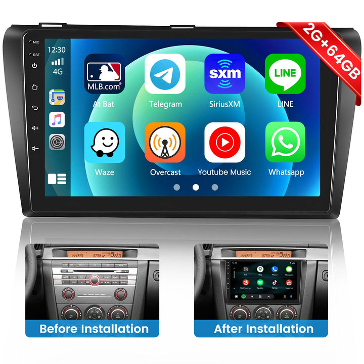 Hikity Carplay für Mazda 3 2006-2012 Android Autoradio, 2GB+64GB, Android Auto Autoradio Bluetooth m