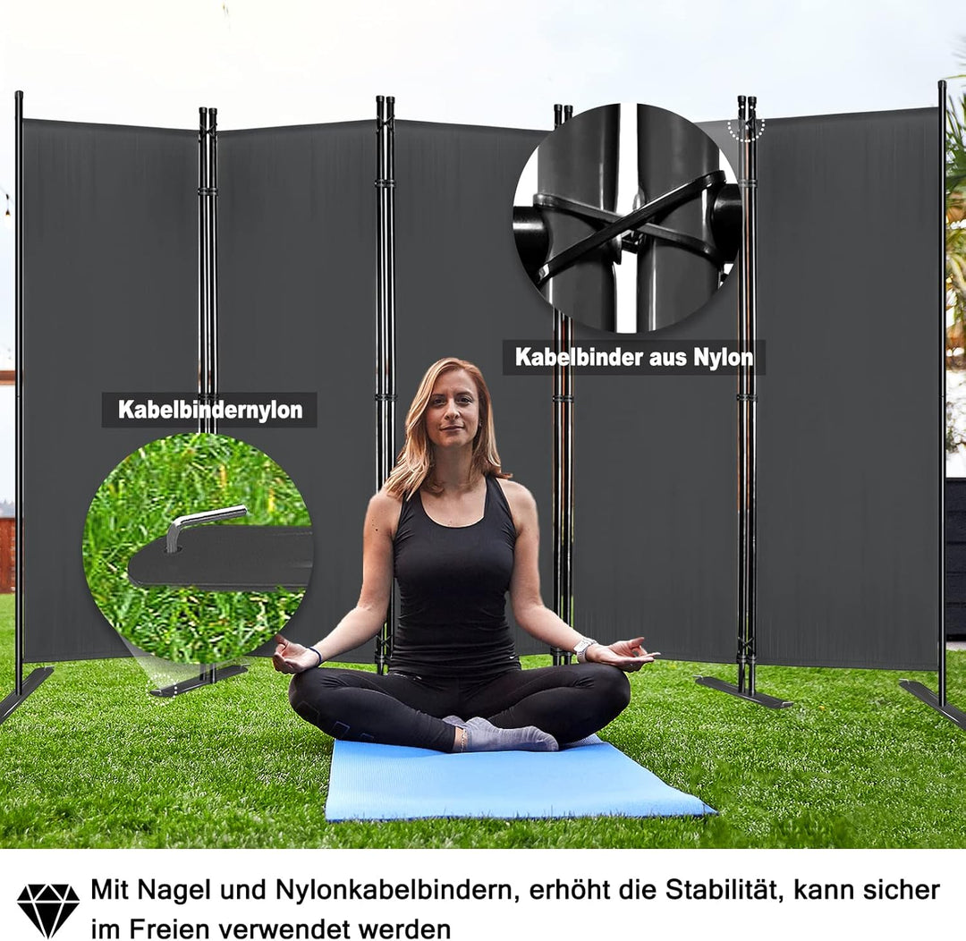 Aufun 4 Teile Paravent Sichtschutzwand 225x180cm Stellwand Sichtschutz Verstellbar Trennwand Raumtei