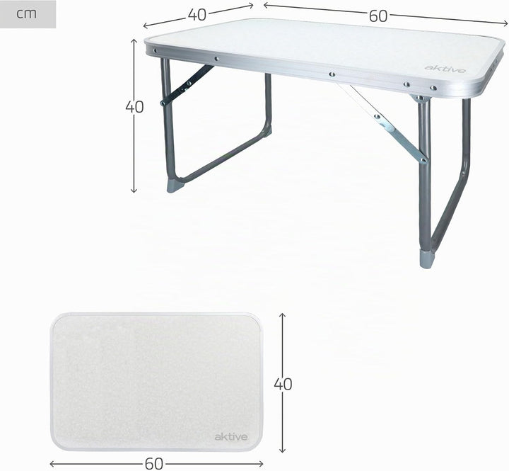 AKTIVE Klappbarer Strandtisch, Niedriger Strandtisch, 60x40x40cm, weiss, Metallgestell, Holzplatte,