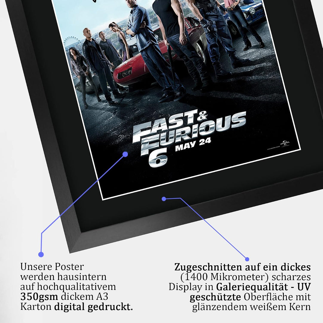 HWC Trading Poster mit Autogramm und Autogramm von FR A3 Fast &amp; Furious 6 Vin Diesel, Paul Walker, D