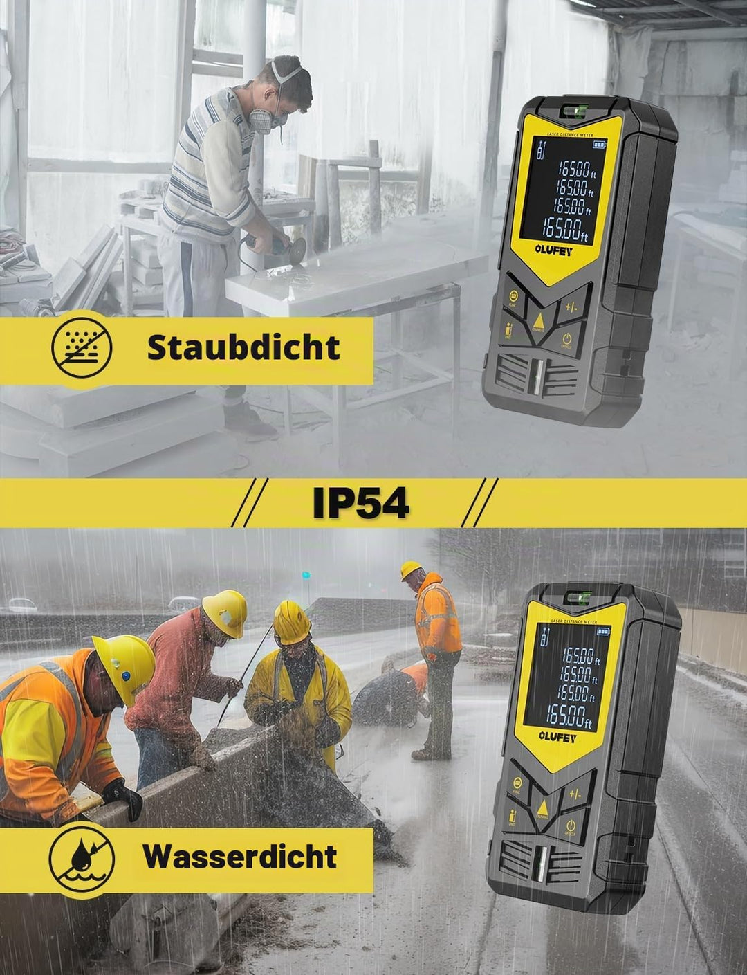 Lasermessung,Laser-Entfernungsmesser, tragbares digitales Messwerkzeug, IP54 Entfernungsmesser mit W