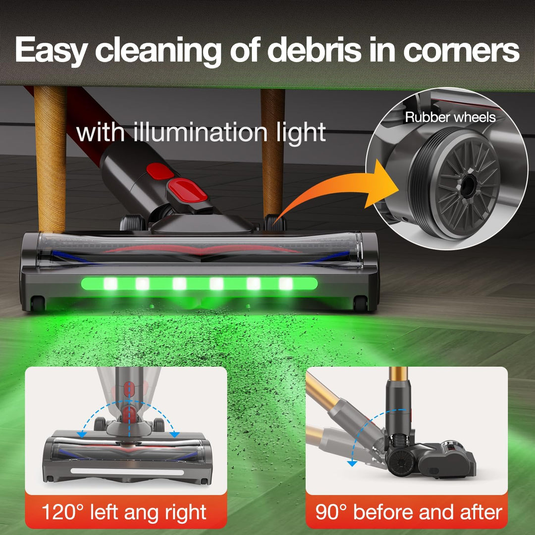 Bürste kompatibel mit Dyson V7, V8, V10, V11, V15 Staubsauger, Bodendüse mit 6 Grüne Leucht,Bodenbür