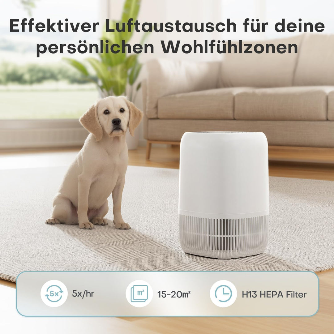 AROEVE Luftreiniger mit H13 HEPA 3-Stufen-Filter, Luftreiniger für Schlafzimmer, 5W Energieverbrauch