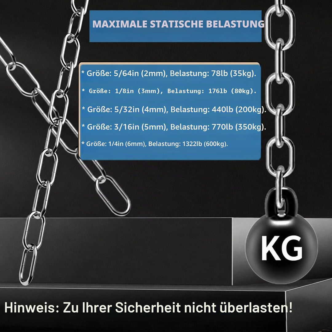 Edelstahl Ketten, 0,6m 5mm Starke Edelstahlkette Baumarkt in Vielen Längen &amp; Stärken bis 350Kg belas